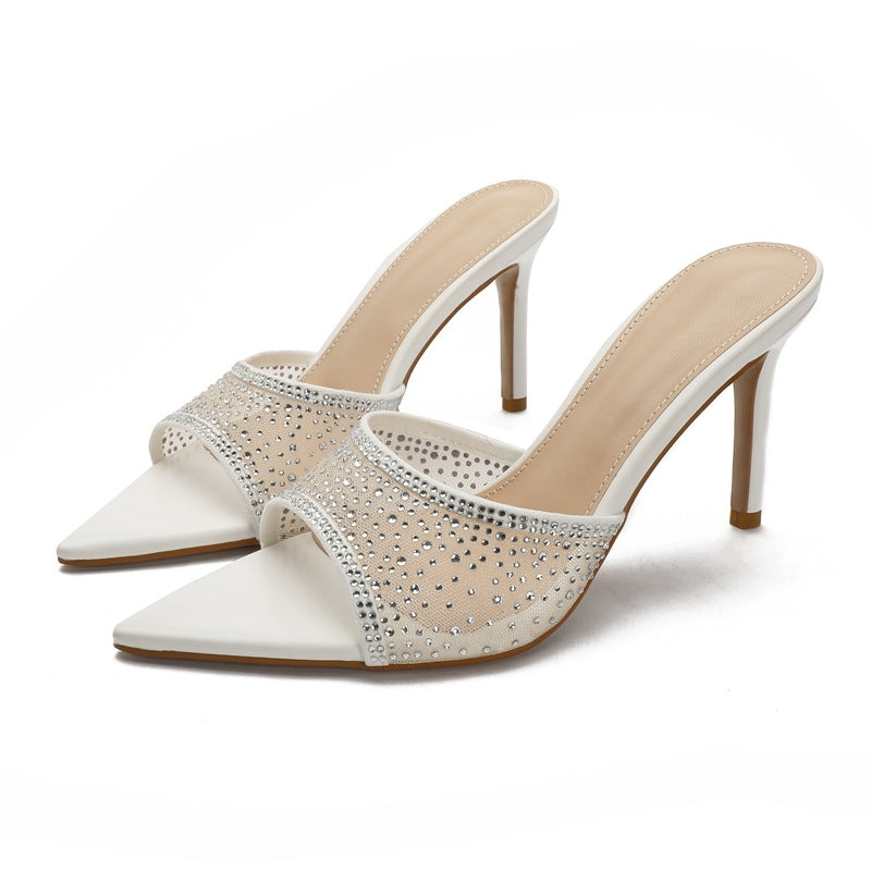 Rhinestone Pointed Toe High Heel Sandals