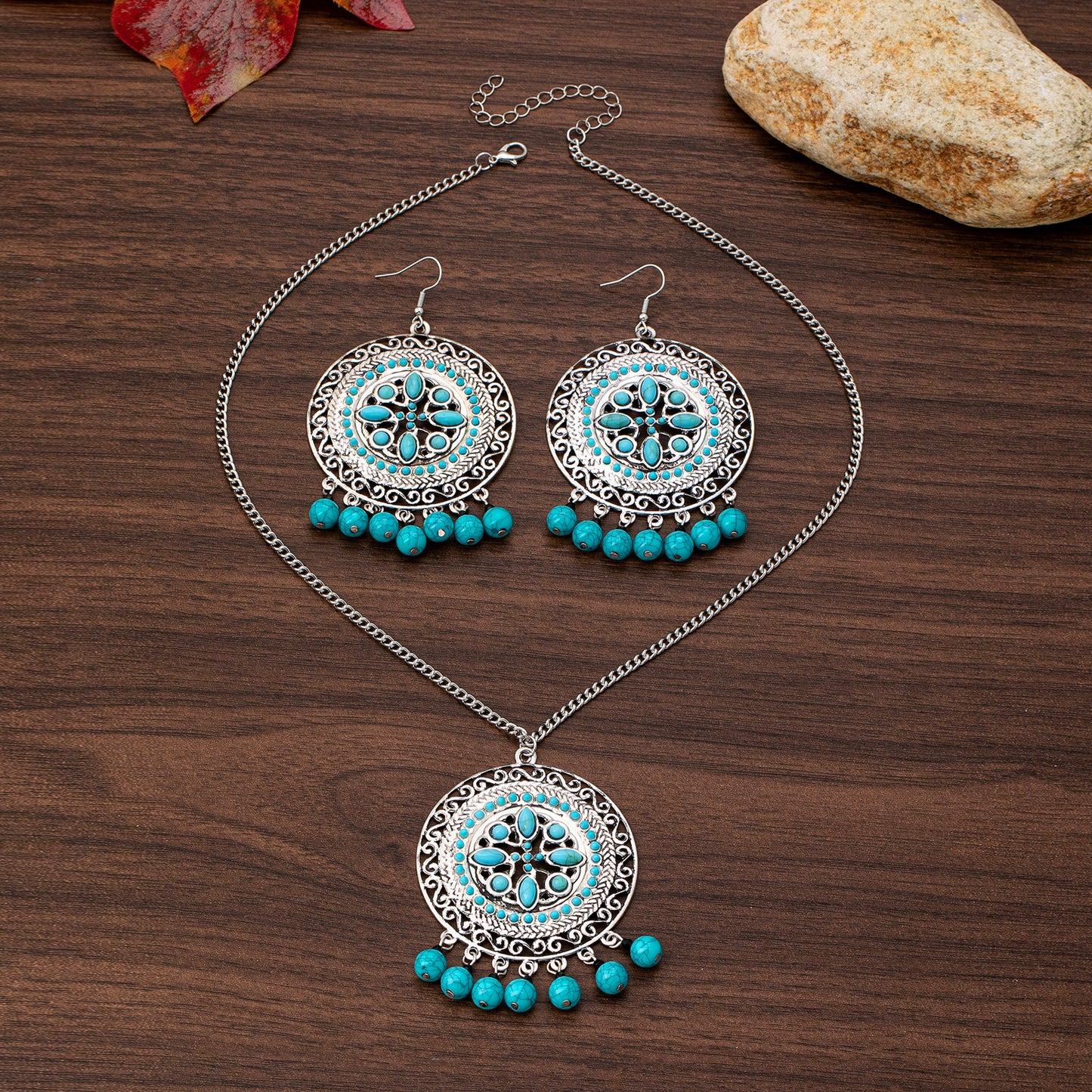 Vintage Turquoise Geometric Tassel Jewelry