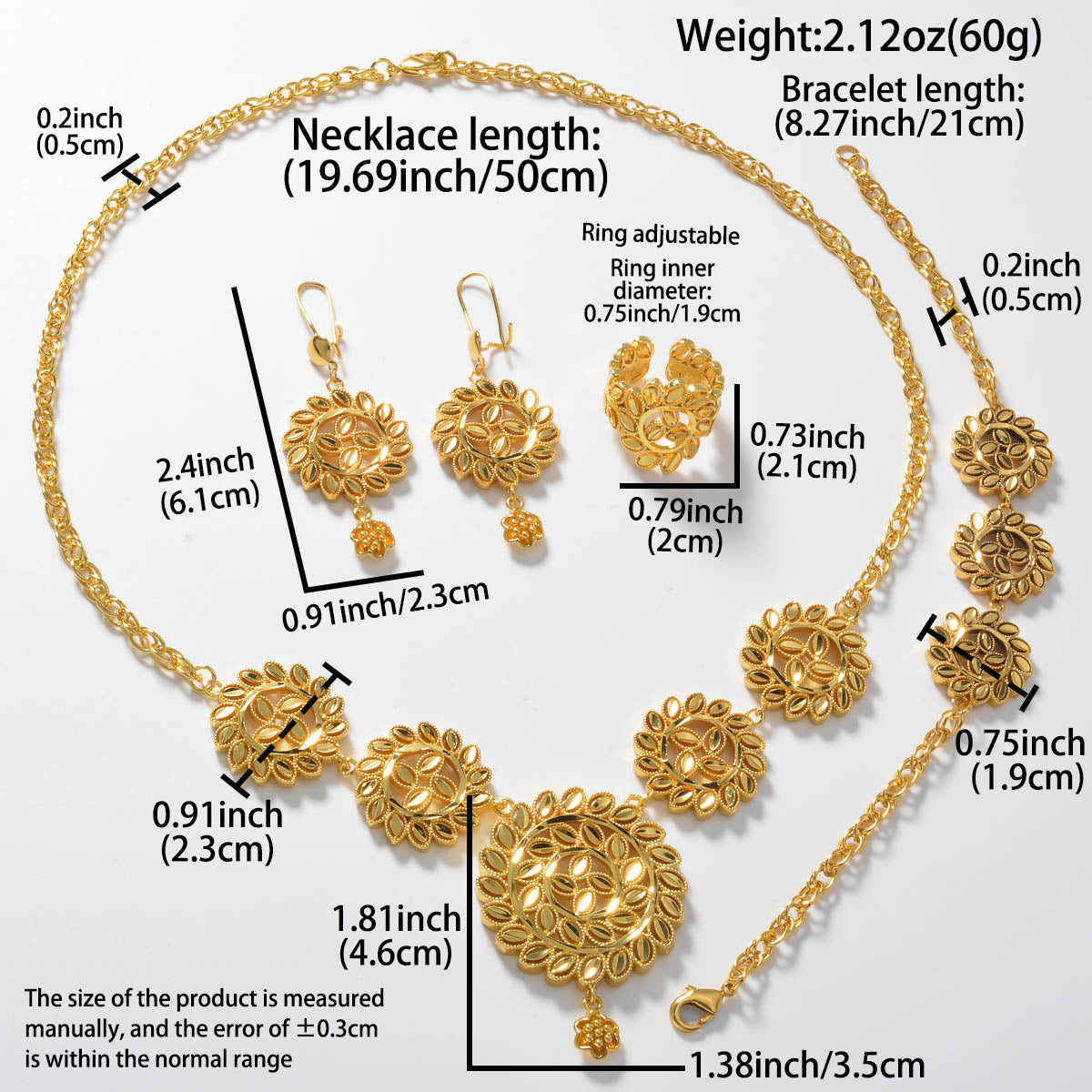 Floral Gold Plated Jewelry Set