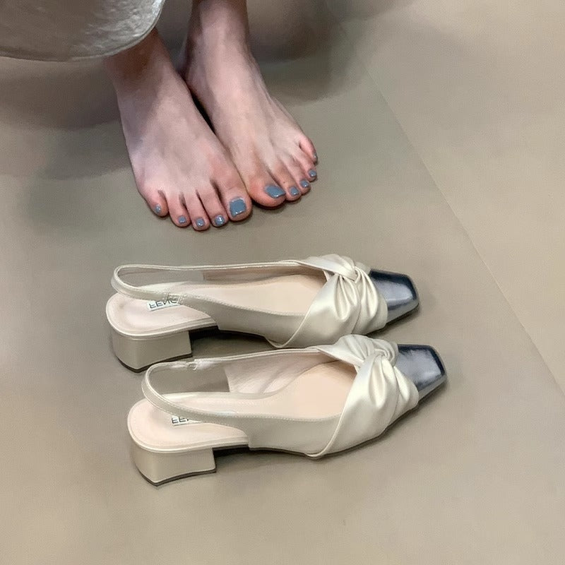 Sandals with Square Toe and Chunky High Heels