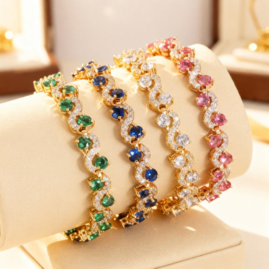 Geometric Gemstone Crystal Bracelet Women's