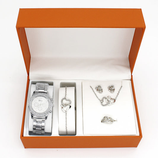 Ladies Quartz Watch Bracelet Necklace Set