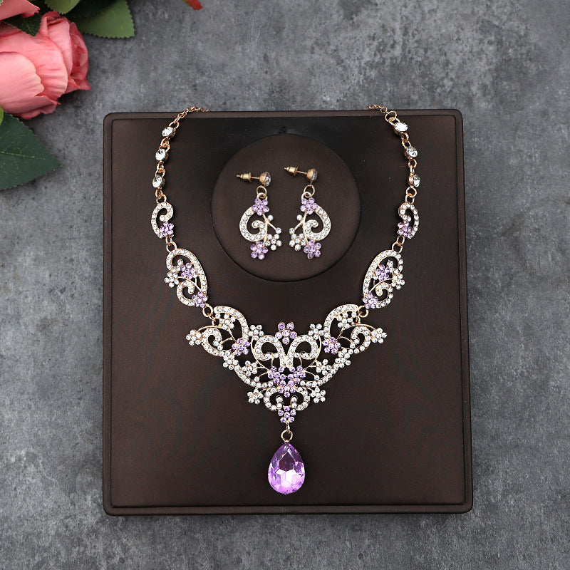 Korean Bride Necklace Earrings Two-piece