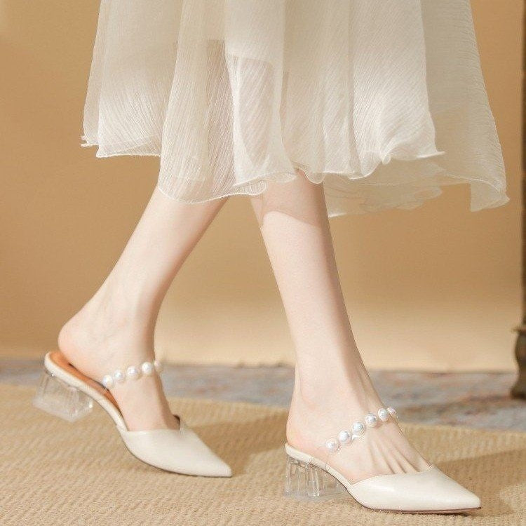 Womens Pointed Toe Block Heel Sandals