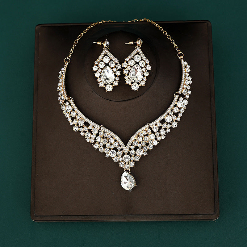 Korean Bride Necklace Earrings Two-piece
