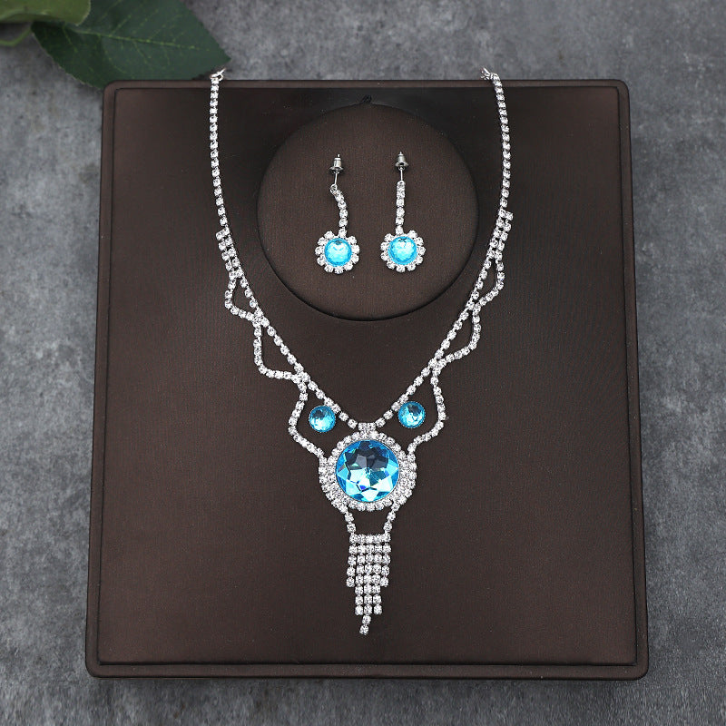 Korean Bride Necklace Earrings Two-piece
