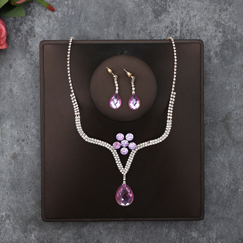 Korean Bride Necklace Earrings Two-piece