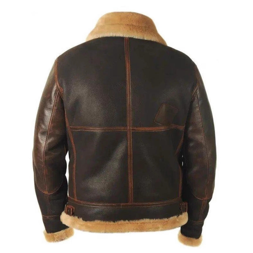 Brown PU Leather Zipper Jacket