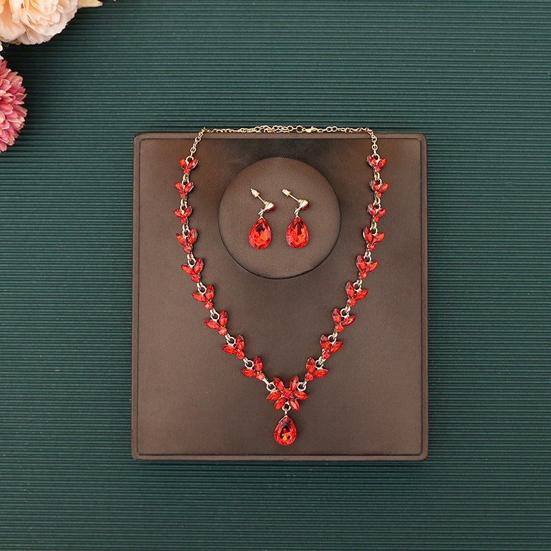 Korean Bride Necklace Earrings Two-piece