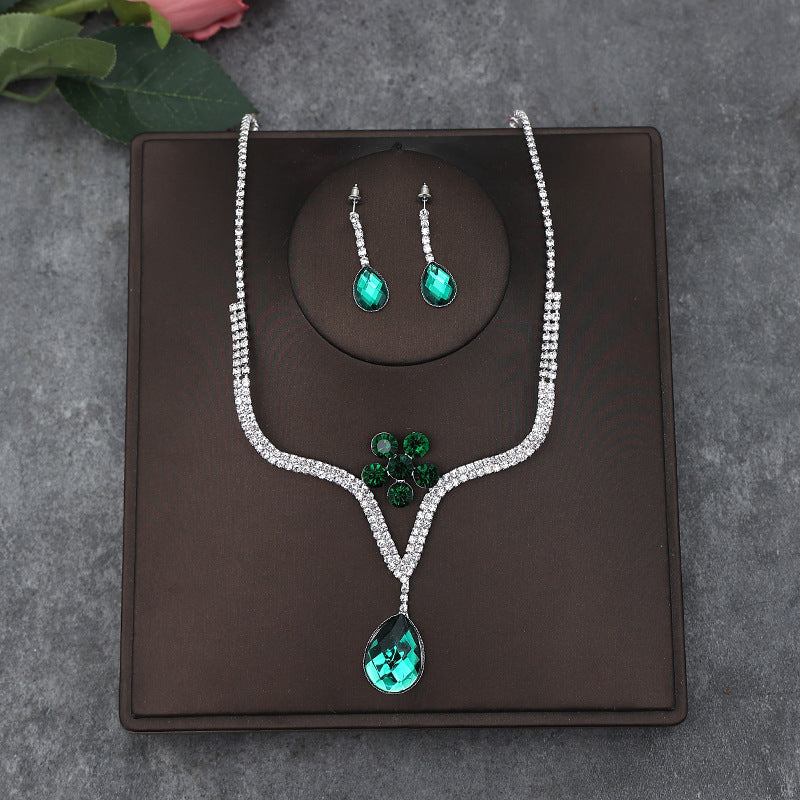 Korean Bride Necklace Earrings Two-piece
