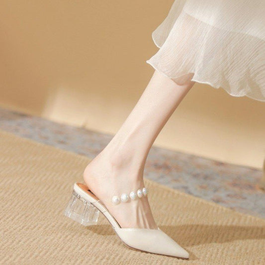 Womens Pointed Toe Block Heel Sandals