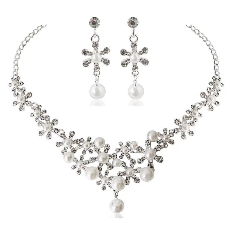 Korean Bride Necklace Earrings Two-piece