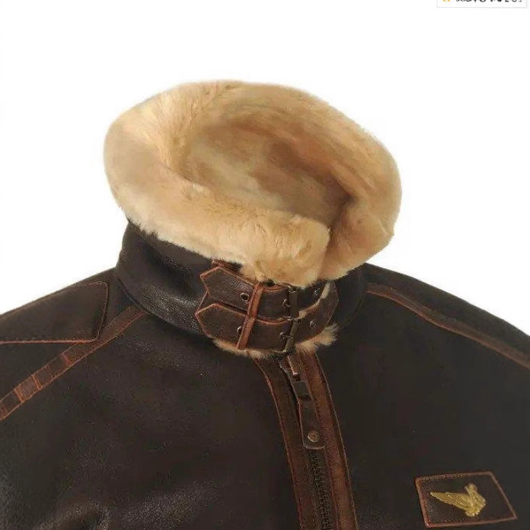 Brown PU Leather Zipper Jacket