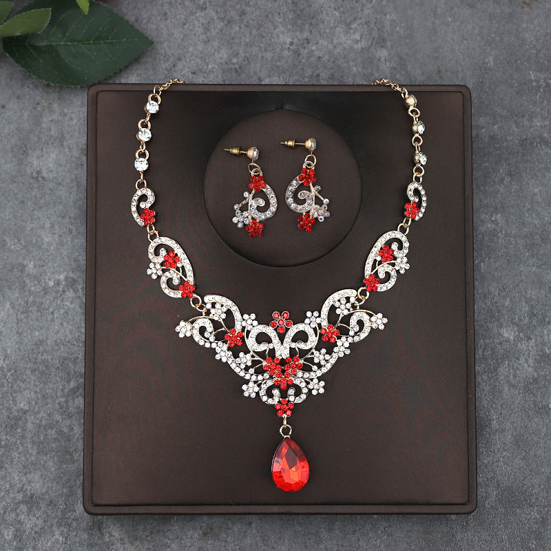 Korean Bride Necklace Earrings Two-piece