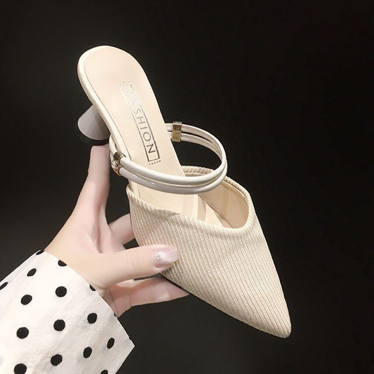 Heightening One Line Toe Half Sandals
