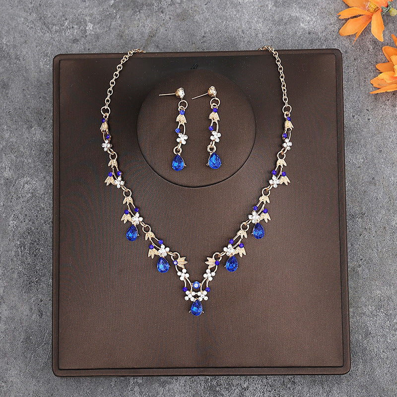 Korean Bride Necklace Earrings Two-piece