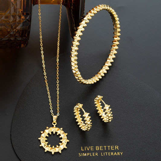 Geometric Gold Plated Brass Jewelry Set