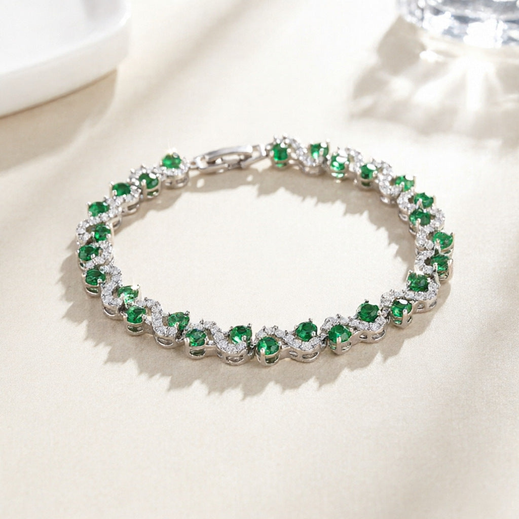 Geometric Gemstone Crystal Bracelet Women's