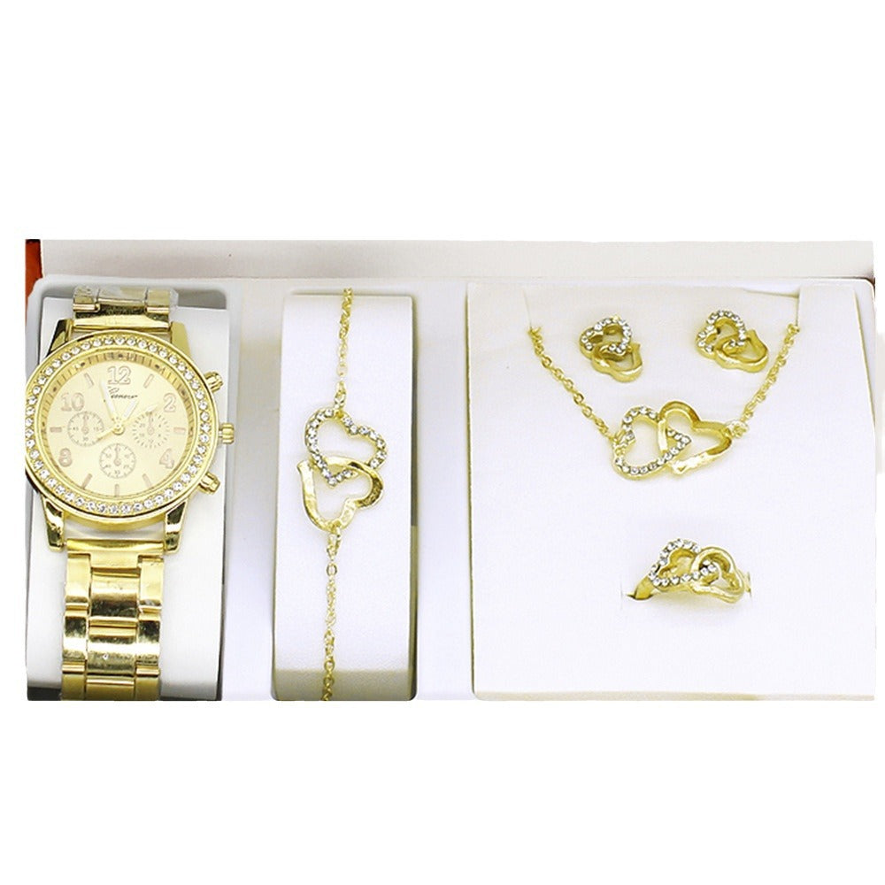 Ladies Quartz Watch Bracelet Necklace Set