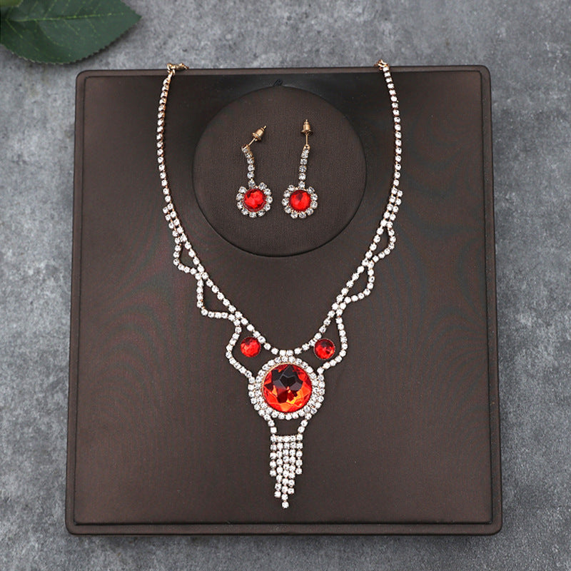 Korean Bride Necklace Earrings Two-piece