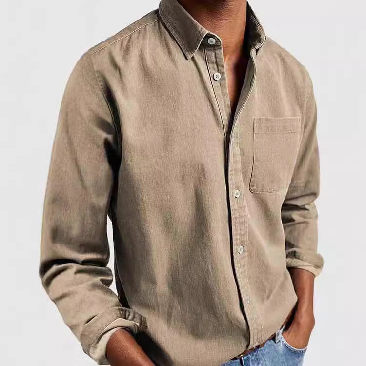 Cotton Button Men's Long Sleeve Shirt