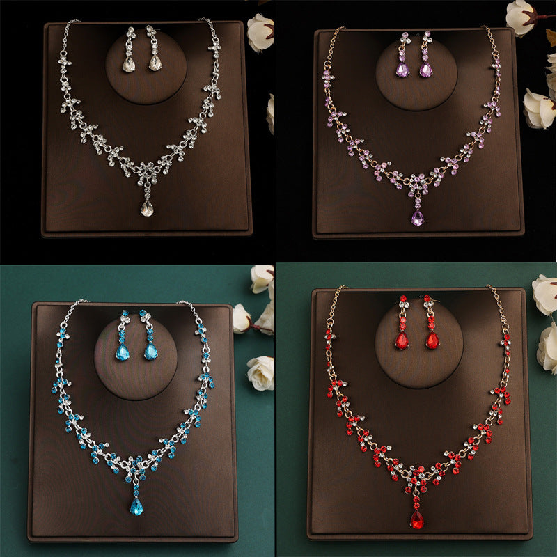 Korean Bride Necklace Earrings Two-piece