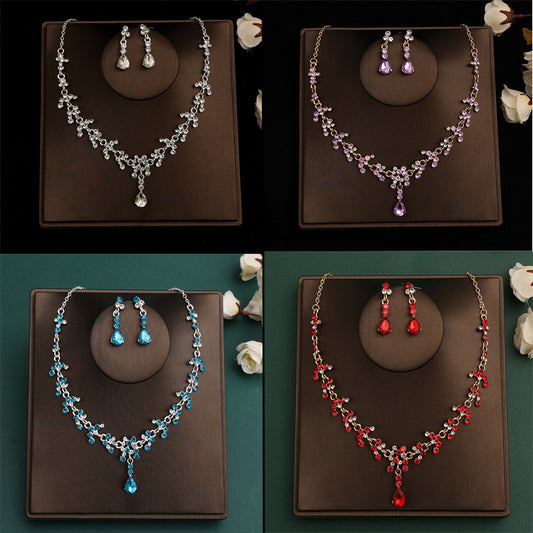 Korean Bride Necklace Earrings Two-piece