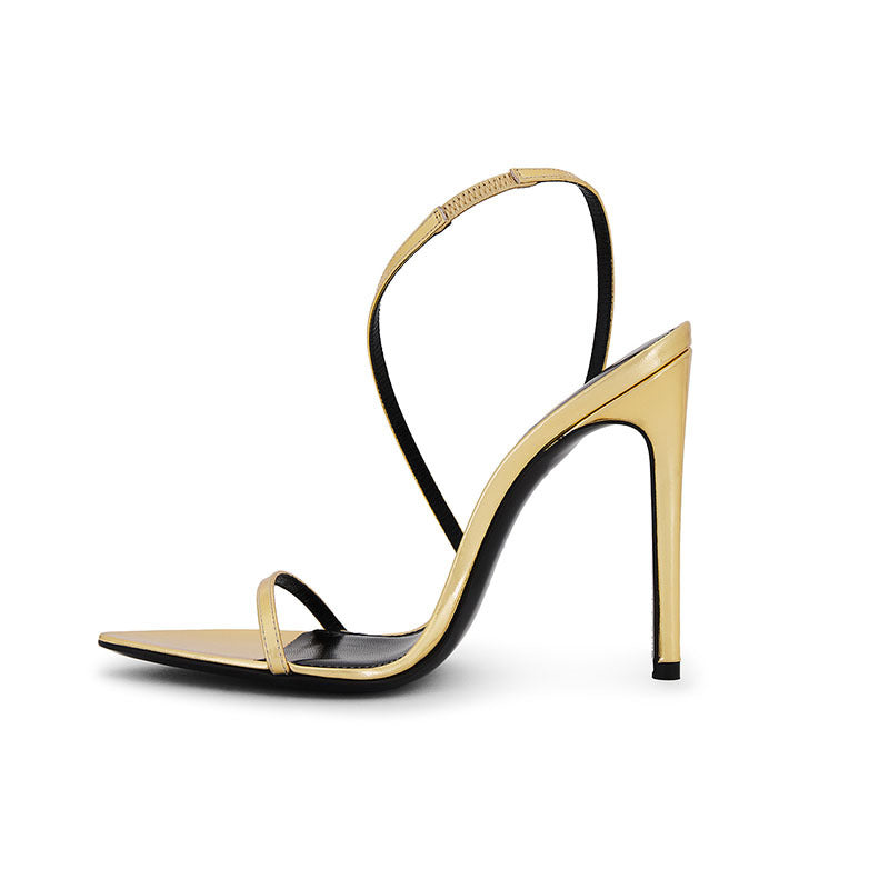 Women's Thin Heel Sandals Gold
