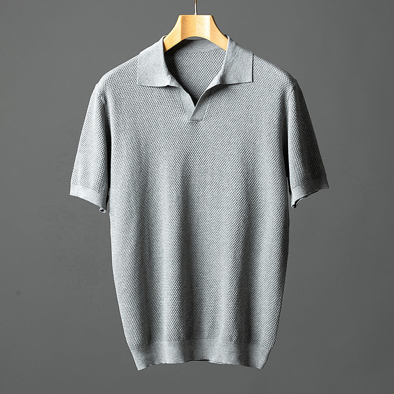 Men's Pure Cotton Pineapple Knit Seagull Collar