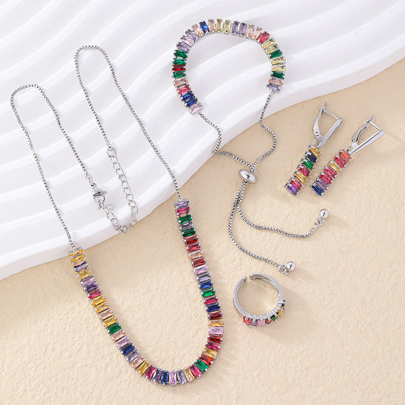 Colorful Square Zircon Jewelry