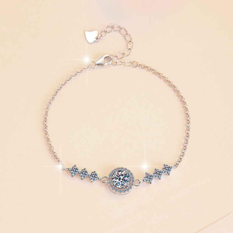 Geometric Circle Moissanite Sterling Jewelry Set