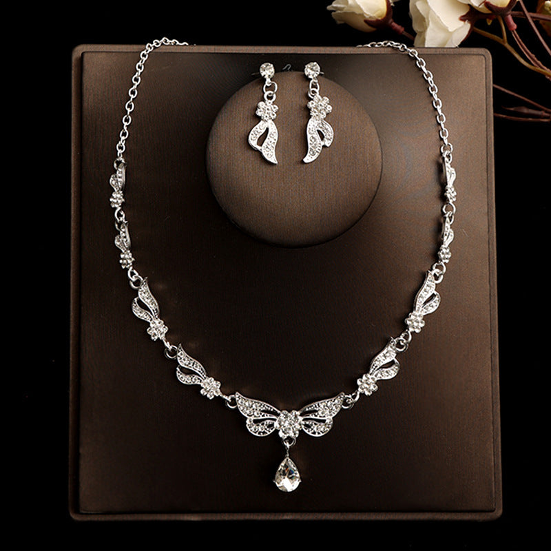 Korean Bride Necklace Earrings Two-piece