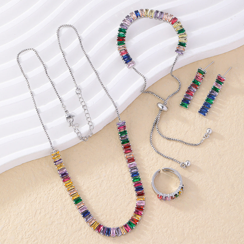 Colorful Square Zircon Jewelry