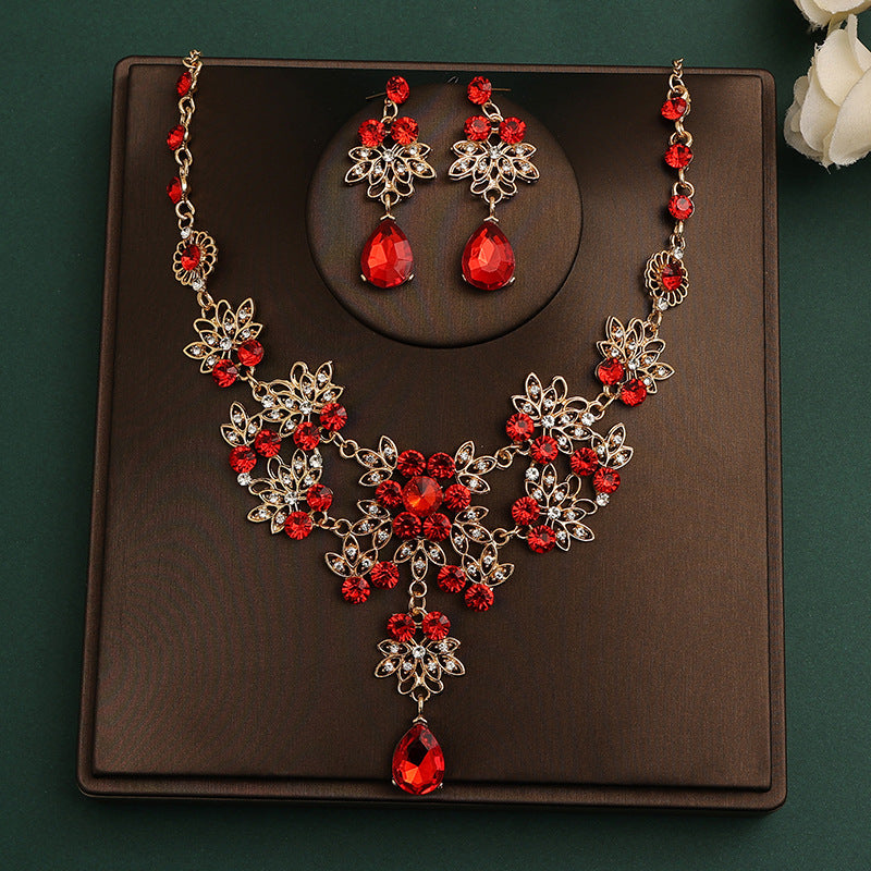 Korean Bride Necklace Earrings Two-piece