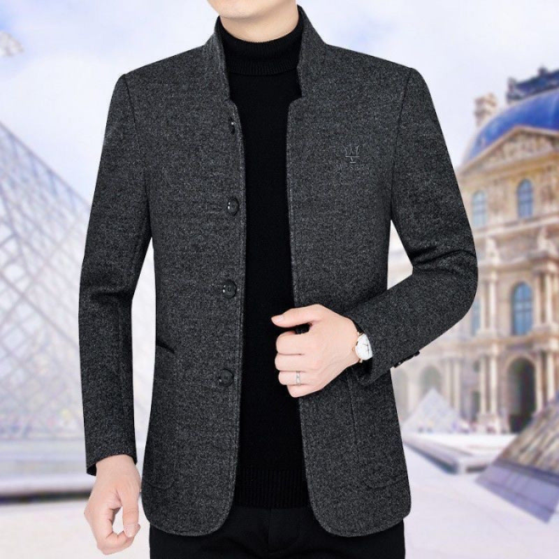Mens Fleece Lined Wool Blend Coat