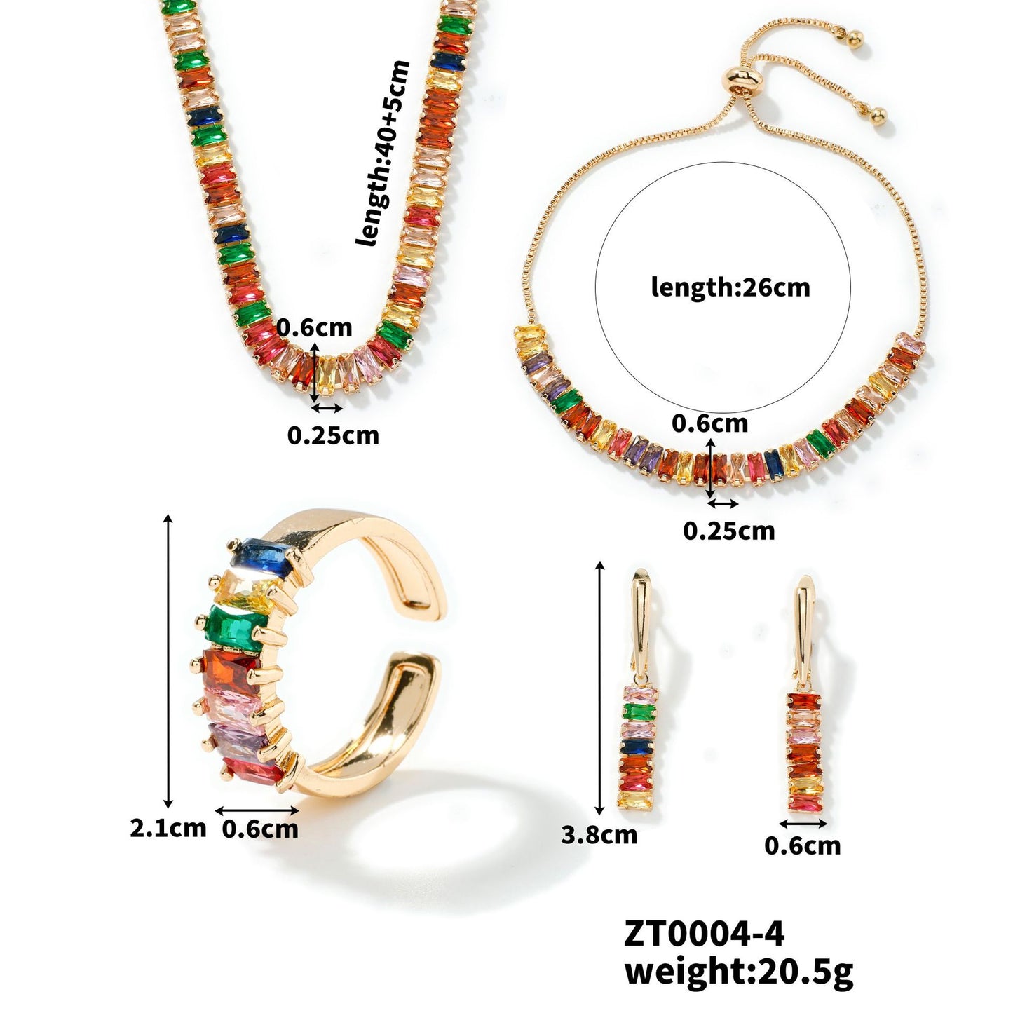 Colorful Square Zircon Jewelry