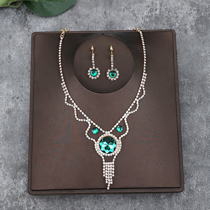 Korean Bride Necklace Earrings Two-piece