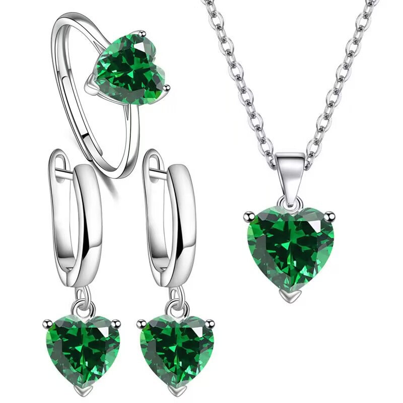Heart Shaped Zircon Jewelry Set