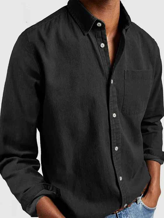 Cotton Button Men's Long Sleeve Shirt
