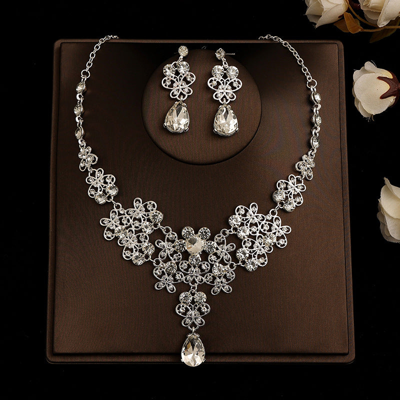 Korean Bride Necklace Earrings Two-piece