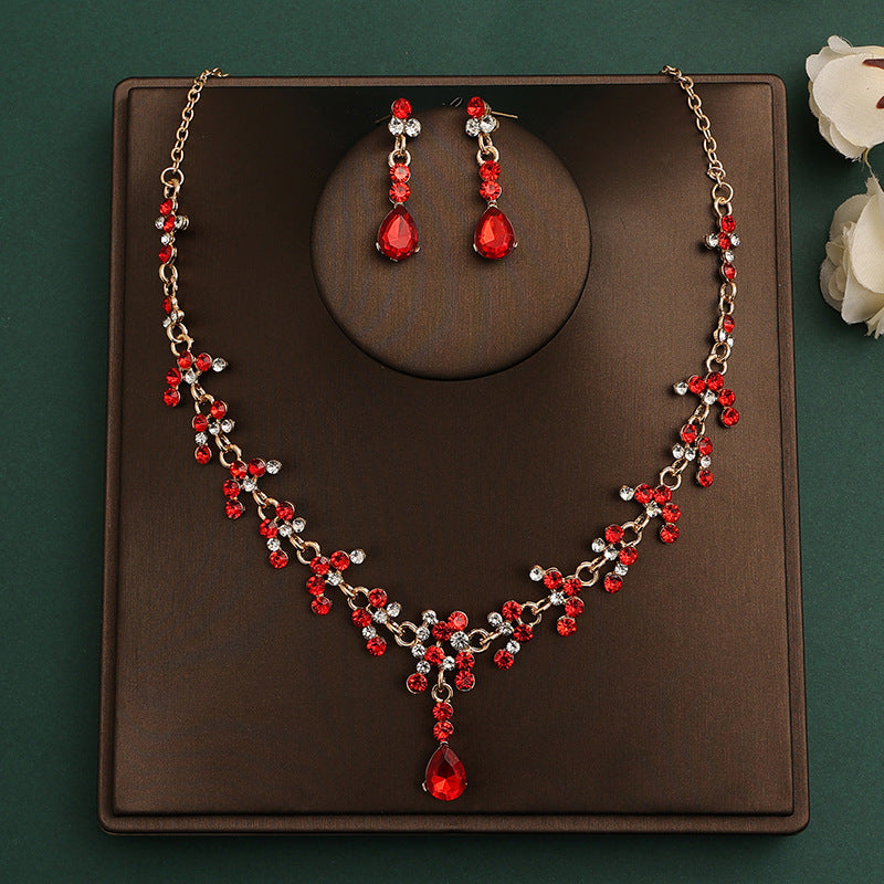 Korean Bride Necklace Earrings Two-piece