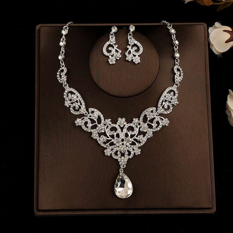 Korean Bride Necklace Earrings Two-piece