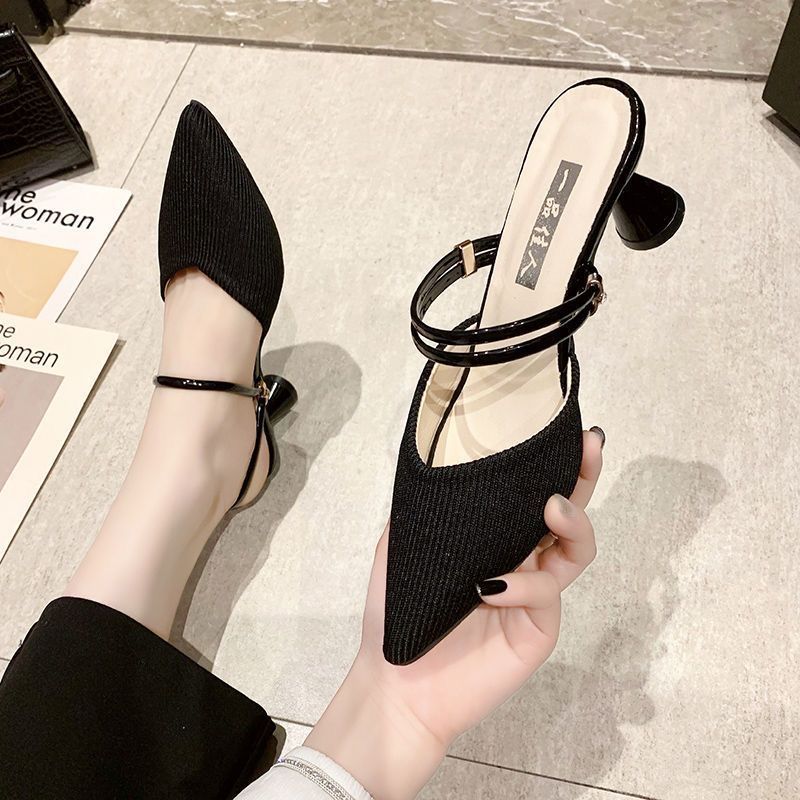 Heightening One Line Toe Half Sandals