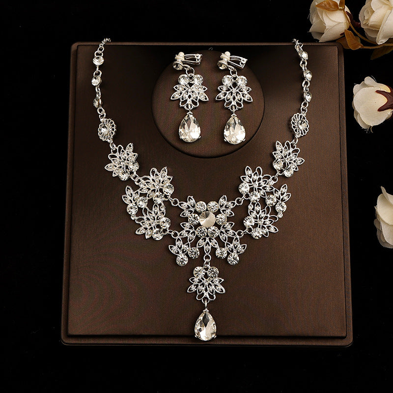 Korean Bride Necklace Earrings Two-piece
