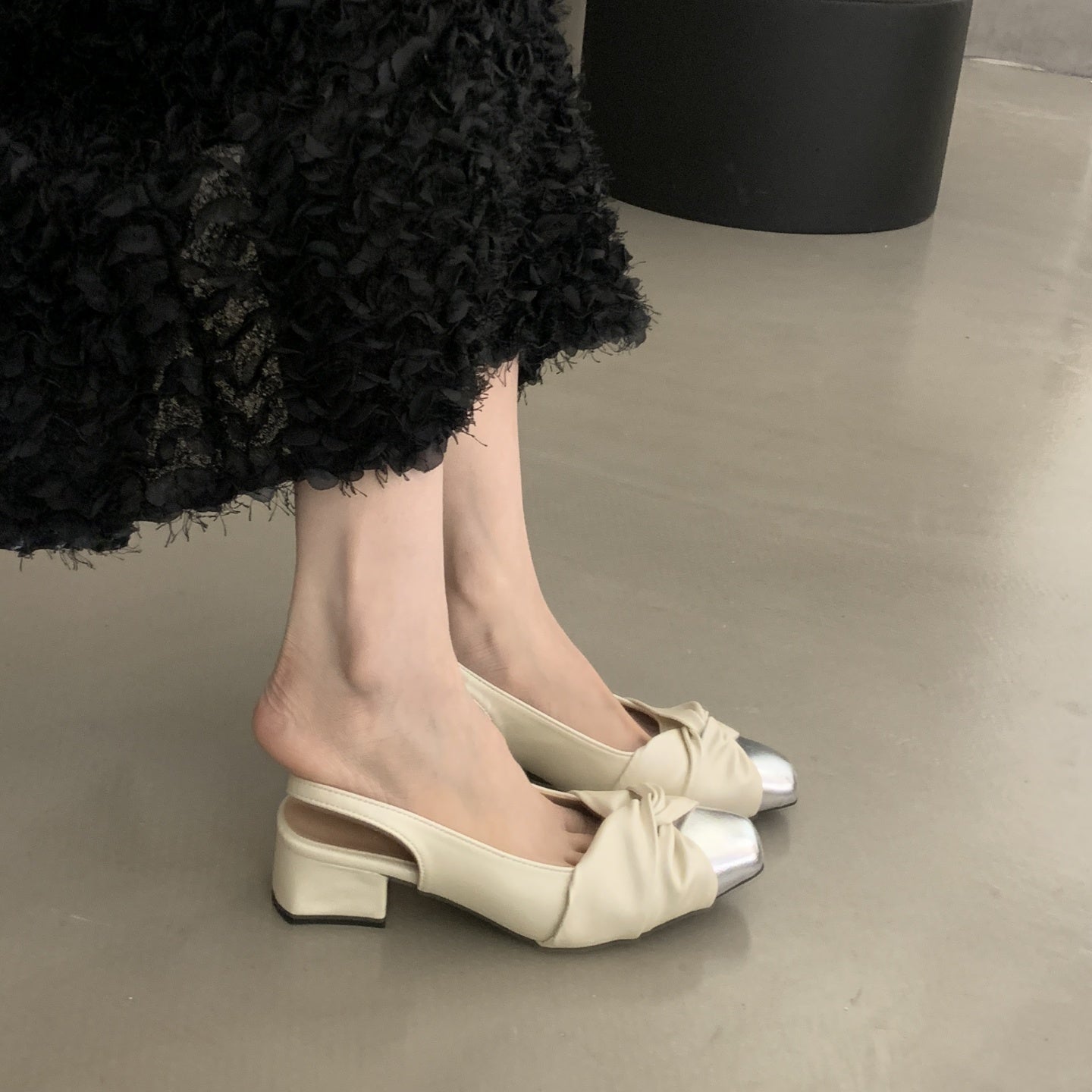 Sandals with Square Toe and Chunky High Heels