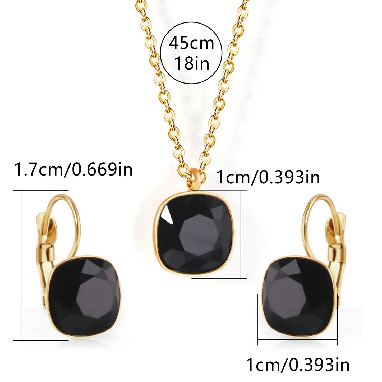 Square Zircon Jewelry with Gold Plated Finish