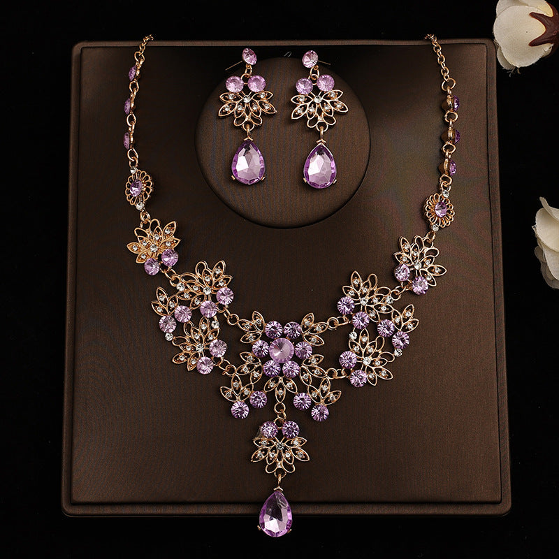 Korean Bride Necklace Earrings Two-piece