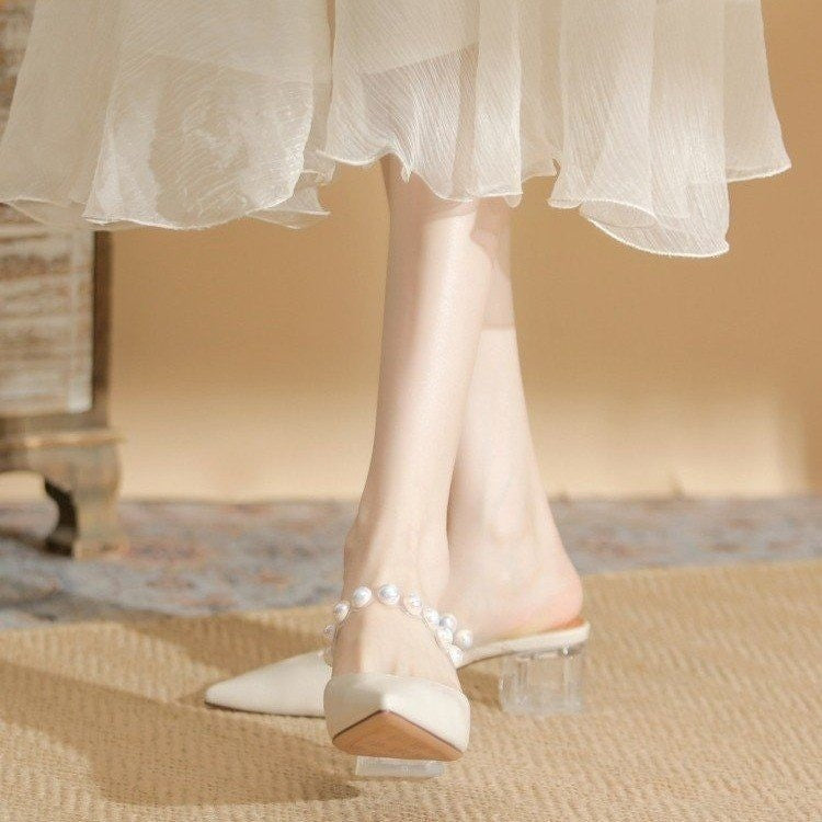 Womens Pointed Toe Block Heel Sandals