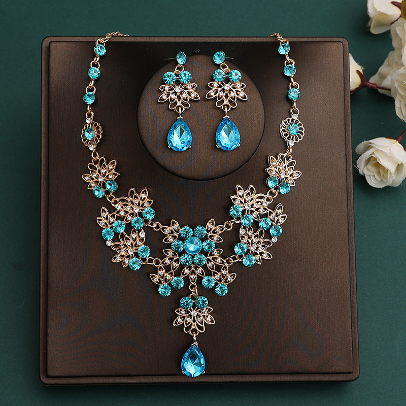 Korean Bride Necklace Earrings Two-piece