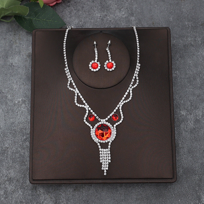 Korean Bride Necklace Earrings Two-piece